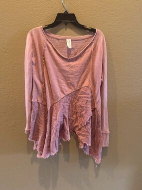 We The Free Coming In Hot Dusty Rose Layered Waffle Knit Tunic